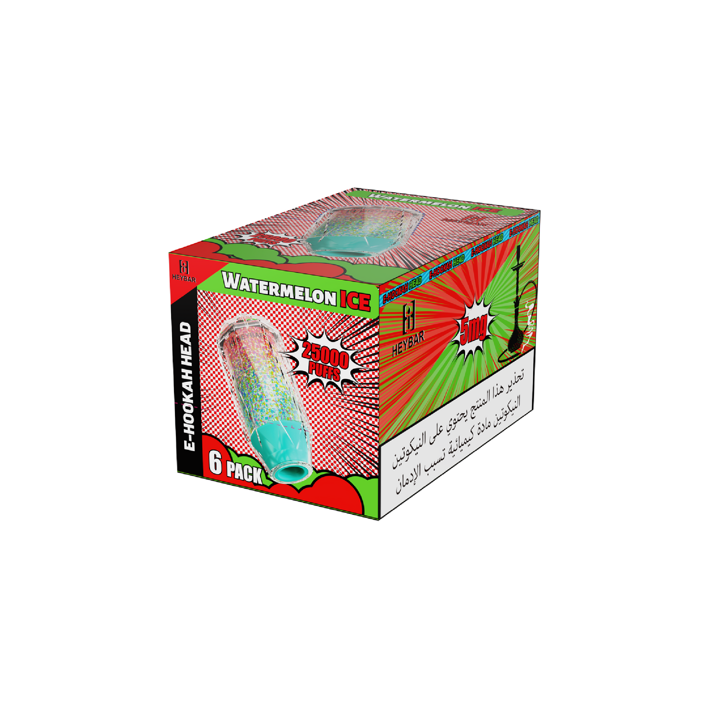 HEYBAR 25000 Puffs Watermelon Ice Flavor Disposable E-hookah Head Vape Shisha